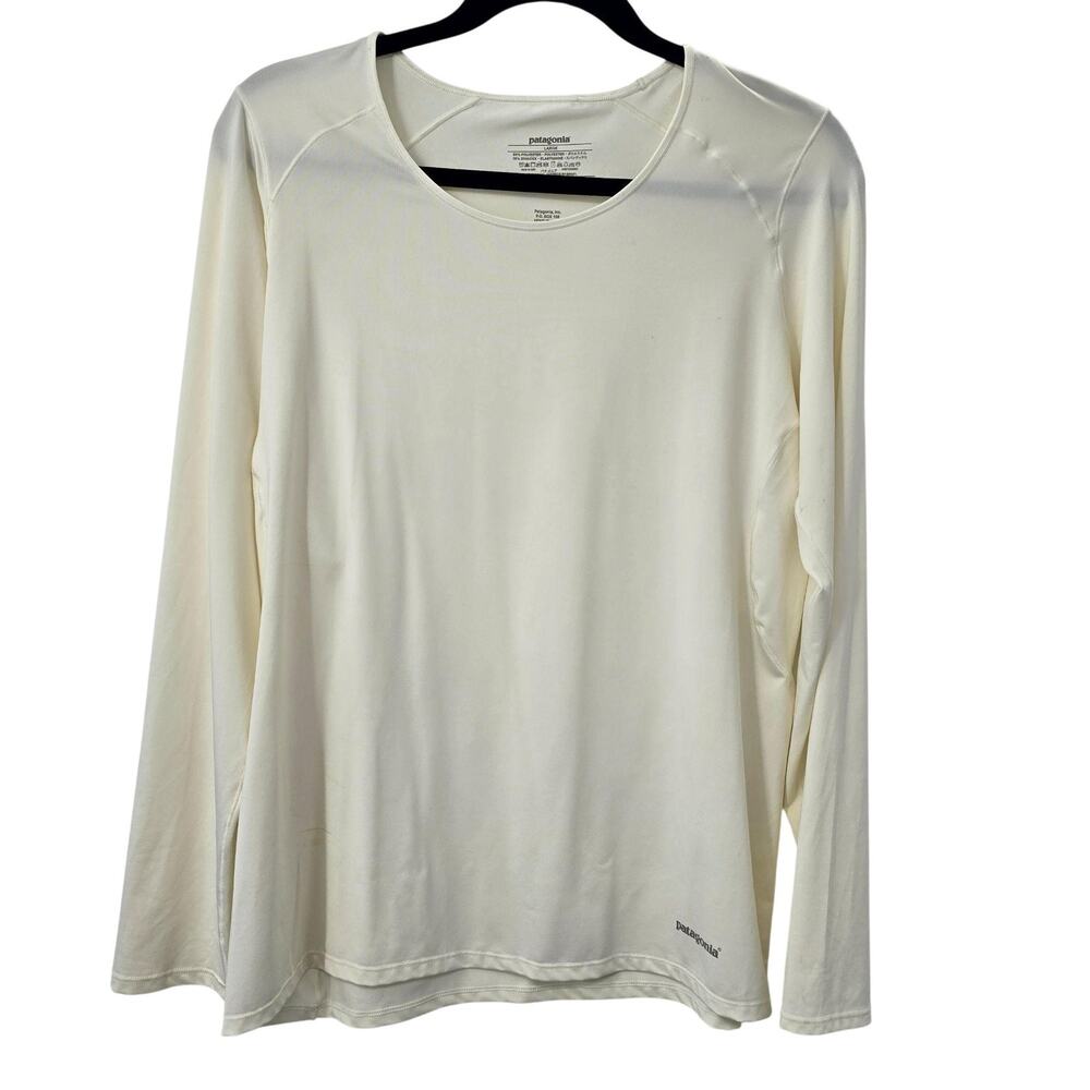 Patagonia Shirt Womens Large White Capilene Athletic Stretch Top Base Layer